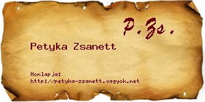 Petyka Zsanett névjegykártya